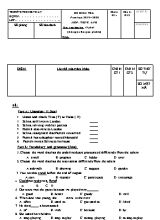 Đề kiểm tra 45 phút môn Tiếng Anh Lớp 8 - Năm học 2019-2020 - Trường THCS Bình An